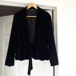 Black Velvet Blazer with tie front - Size 6 - Made in Italy